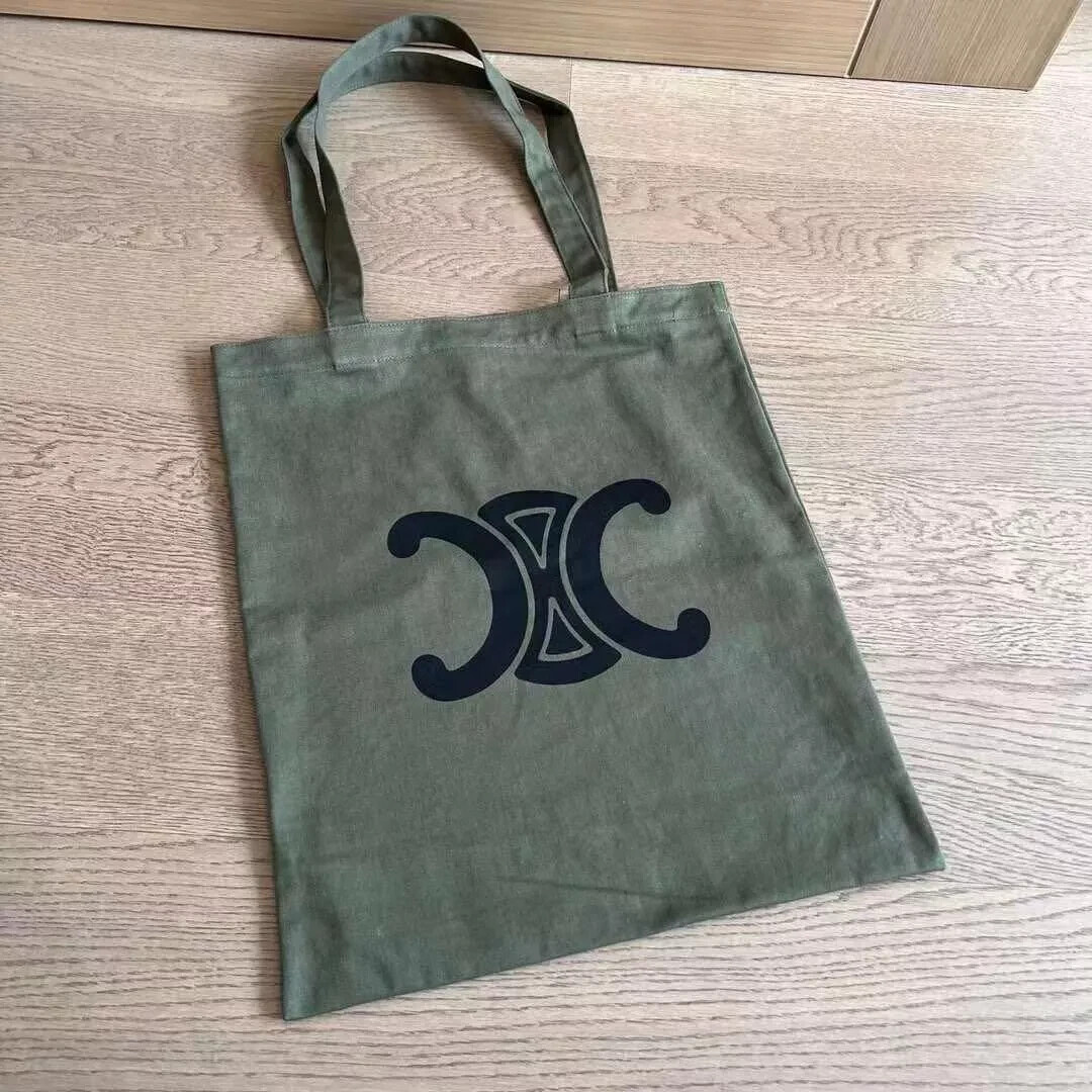 Authentic CELINE Novelty Tote Bag Eco bag Triomphe Green