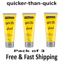 Lot of 3 Got2b Glued Styling Spiking Hair Glue 6oz Water Resistant Got 2 B Glued