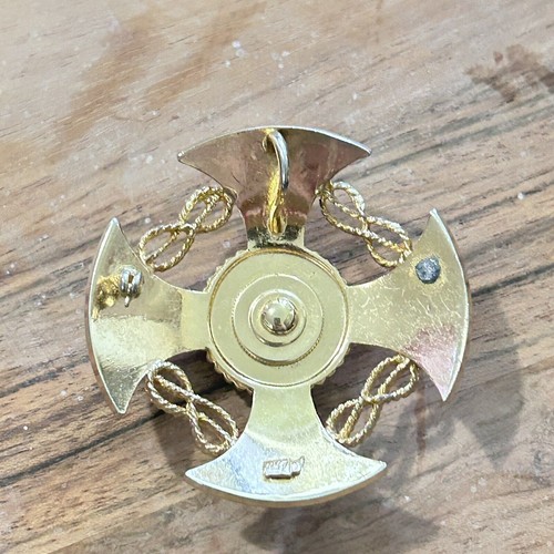 Rare Vintage Coro Maltese White Blue Gold Tone Cross Pendant Brooch 2" Read - Picture 20 of 20