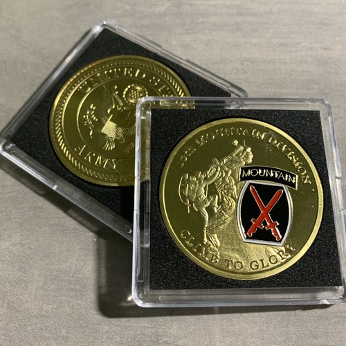 "Moneda de Desafío de la 10a División de Montaña - Ejército de los Estados Unidos ""Sube a la Gloria"" con Estuche ¡NUEVO! - Imagen 8 de 15