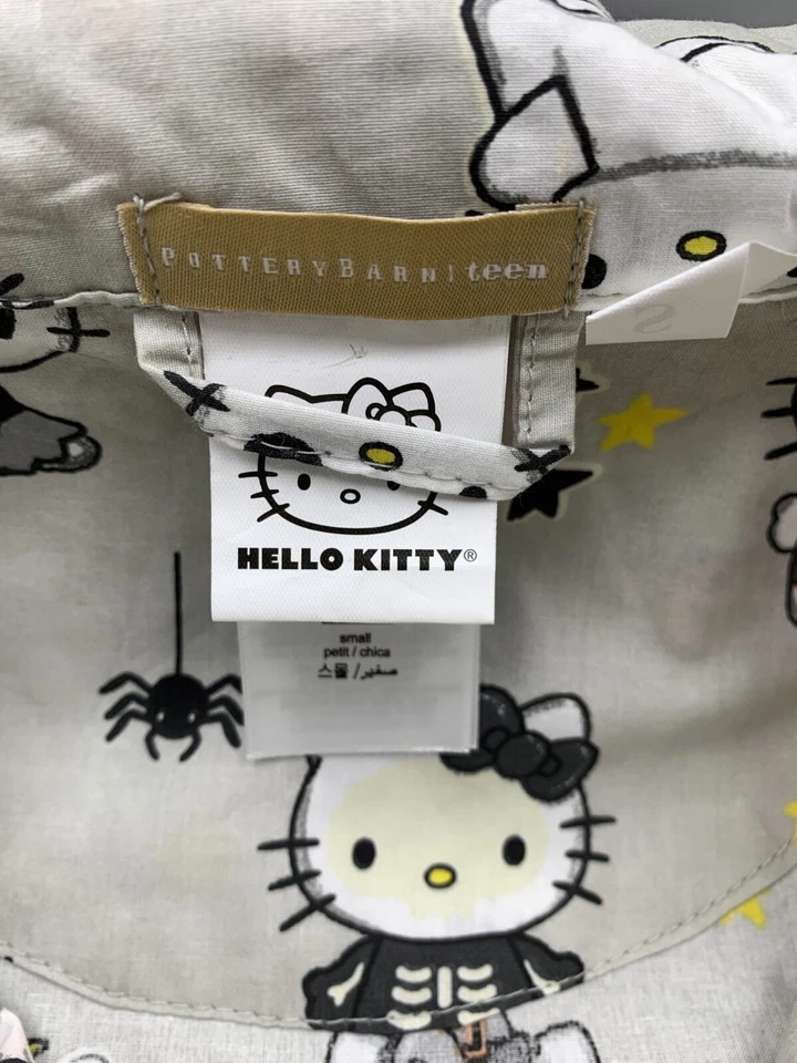 Pijama Pottery Barn Teen Hello Kitty Brilla en la Oscuridad Calce Suelto Gris Pequeño #H523 Foto 3 de 3