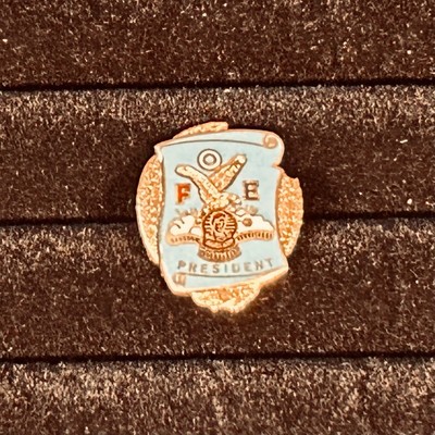 Vintage FOE President Lapel Pin Fraternal Order of Eagles Gold and Blue