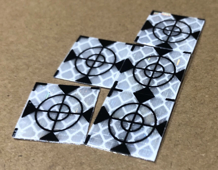 PRECISE 50x Retro Survey Targets (50 Pack) 20x20 mm Adhesive For Total Stations EDM