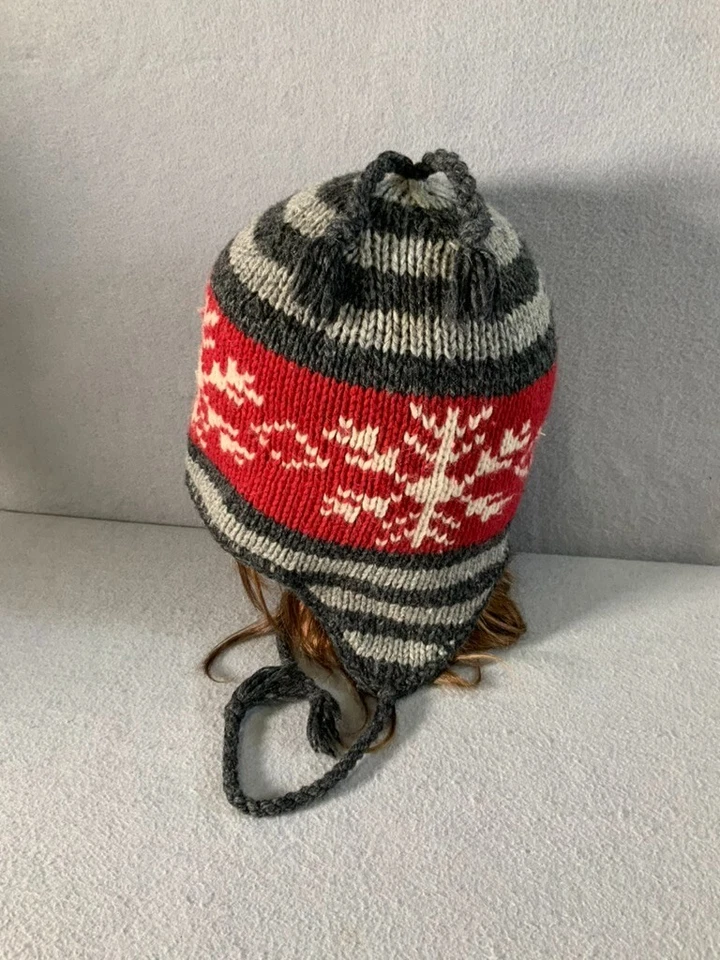 Gorro Eddie Bauer de colección mezcla de lana sombrero copo de nieve tejido barbilla corbata talla única Foto 4 de 4