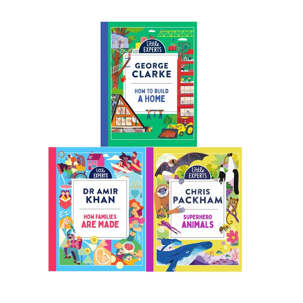 How to Build a Home,How Families Are Made,Superhero Animals 3 Books Set NEW