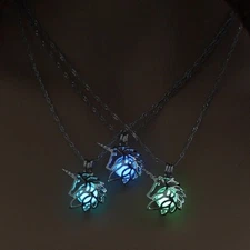 UNICORN HEAD with Glow in the Dark Ball 7/8" Charm Pendant 18" Necklace Luminous