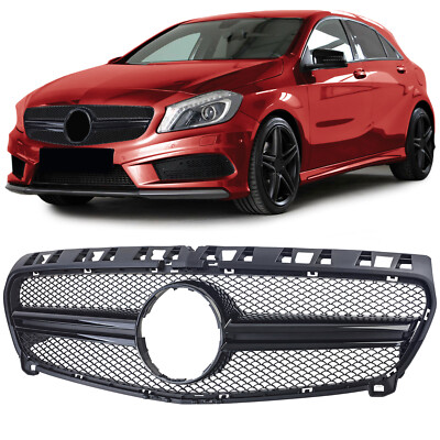 Sportgrill Doppelbrücke schwarz glänzend, für Mercedes A-Klasse W176 12-15