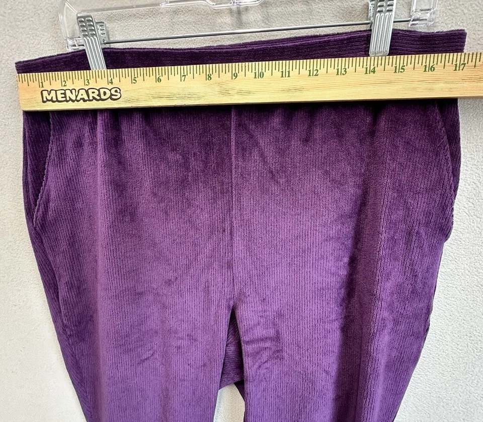 Lands End 女式大码紫色灯芯绒高腰弹力拉裤 — 第 3/4 张图片