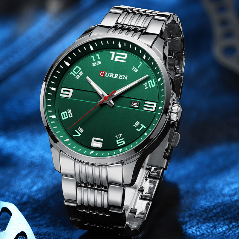 Mens Quartz Watch Date Stainless Steel Waterproof Fashion Businesss Wristwatch