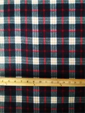 Fleece Printed Fabric Plaid - WHITE & BLACK (RED detail) /58" Wide/ Sold by Yard