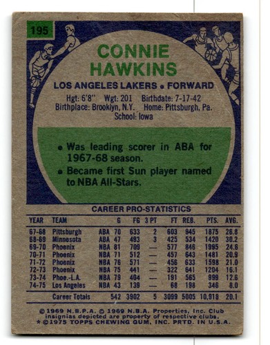 1975-76 Topps Basketball Poor to Good You Choose, Complete Your Set #1-330 - Bild 269 von 459