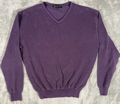 Marcello Sport Purple Pullover Sweater Size Medium Knit V Neck