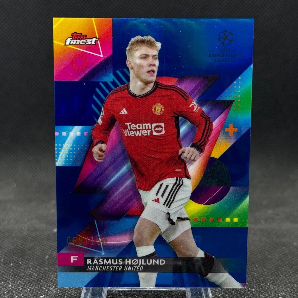 Rasmus Hojlund 2023-24 Topps Finest Blue /150 Man Utd #101 UEFA