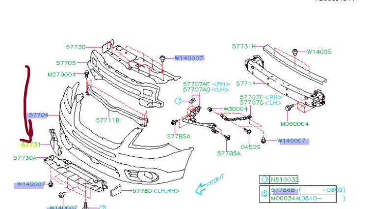 Subaru B9 Tribeca 2006-2007 parachoques delantero agujero cubierta inserto nuevo 57731xa00a oem Foto 2 de 2