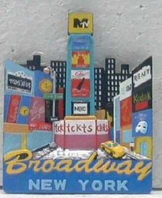 New York City Magnet Broadway mit Taxi ,3D Poly,Souvenir USA Amerika