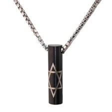 Stainless Steel Black Pendant with Star of David Jewish Jewelry Judaica Gift