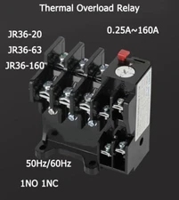 Range From 0.32-160A 3 Phase JR36-20 Thermal Overload Relay FR for Protect Motor