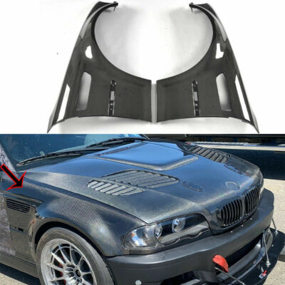 For BMW E46 M3 Carbon Fiber Exterior Side Fender Vents Panels Trim Cover 98-05