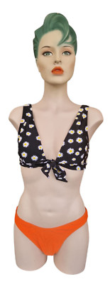 Cupshe Damen Bikini Sommer Strand Bademode Gänseblumen schwarz/orange   Gr. M