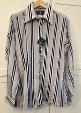 VINTAGE 70s Givenchy for Chesa White Striped Long Sleeve Button Down Shirt Sz L