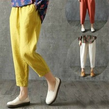 Lady Harem Style Trousers Cotton Baggy Pants Cropped Loose Ethnic Casual Vintage