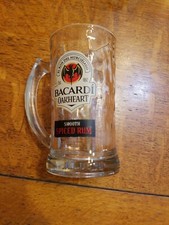 BACARDI Oakheart Smooth Spiced Rum w/Bat Handled Mug Rippled Glass Made in USA
