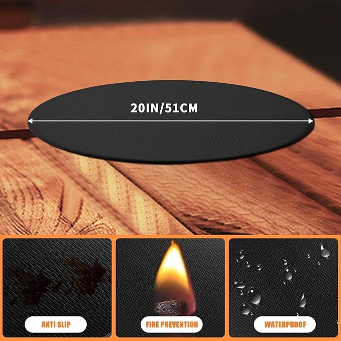 Round Mat 20 inch Under Grill Mat Pad Protector For Wood Burning Fire