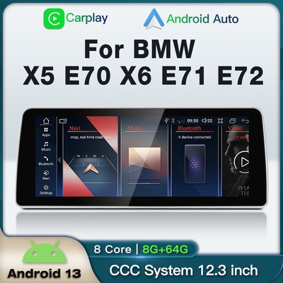 12.3'' Android CarPlay GPS Radio 8+64GB for BMW X5 E70 2007-2010 CCC System