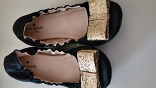 Kate Spade Shoes Slippers Ballet Flats Black Gold Sparkle Bow US 6