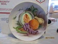 Vintage Ucagco Japan Hand Painted 8" Wall Plate Fall Harvest Signed T. Aokis