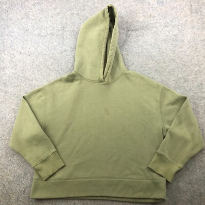 ZARA Hoodie Womens Large Green Pullover Sweatshirt Pockets Fleece