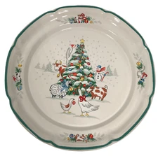 International China Country Christmas Farm Animals 10.75in Dinner Plate Set Of 4