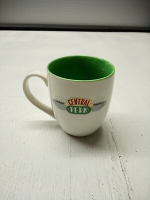 Friends TV Show Central Perk Logo 14oz Coffee Tea Cup Mug~New~White Green Inside