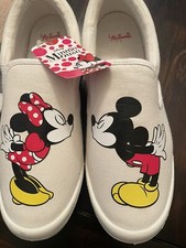 Disney Mickey & Minnie Mouse Zapatos de Lona Besándose Para Mujer Talla 10”