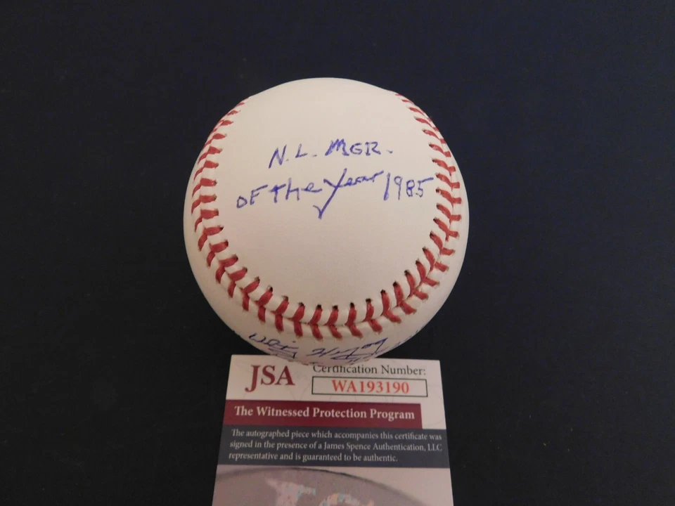 WHITEY HERZOG Signed / Autographed OML Stat Baseball JSA COA Cardinals HOF - Image 3 of 3