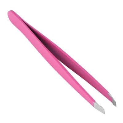 WINJUL Professional Eyebrow Pink Tweezers Hair Beauty Slanted Stainless Steel Tweezer