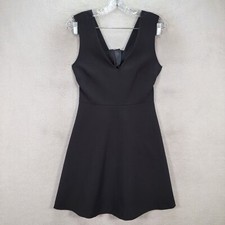 Zara Womens Dress Size S Black Stretch V Neck Open Back Sexy Club Flowy A Line