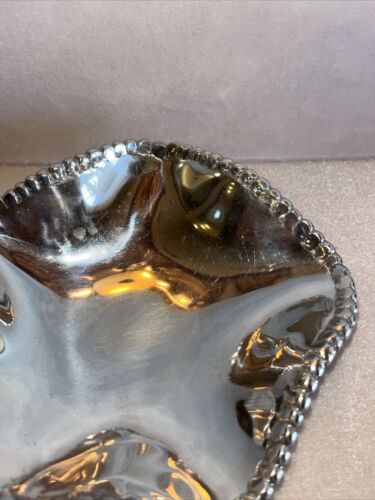 Beatriz Ball Organic Pearl Nova Bowl Small Dish Beaded Edge Silver Tone - Picture 4 of 13