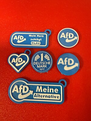 AfD Starter-Set: 3 Schlüsselanhänger & 3 Einkaufswagenchips   Blau & Weiß