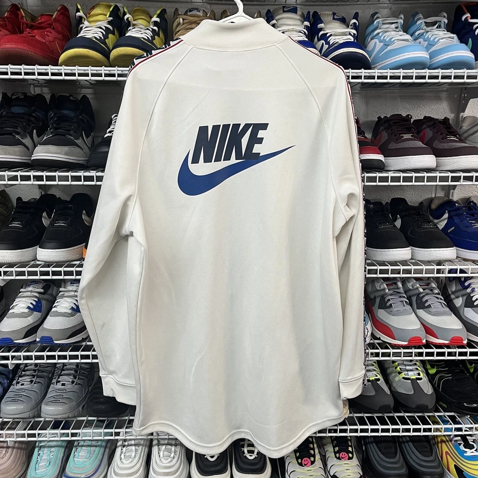 Chaqueta de Colección Años 2000 NIKE Para Hombres Ropa Deportiva Grabada Poli Pista Cremallera Blanca L Foto 3 de 4