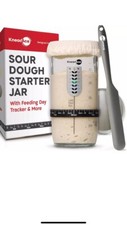 Sourdough Starter Jar with Date Marked Feeding Band, Thermometer, Sourdough Jar
