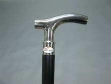 Vintage walking stick Silver Brass Derby Handle Cane Wooden Style Black Handmade