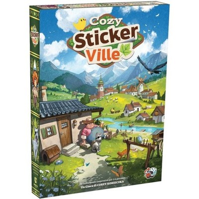COZY STICKERVILLE Brettspiel IN ITALIENISCH asmodee ABENTEUER Alter 8+