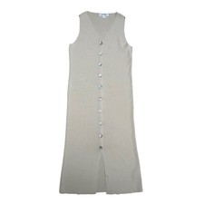 University Club Knit Button Down Sleeveless Midi Dress Small