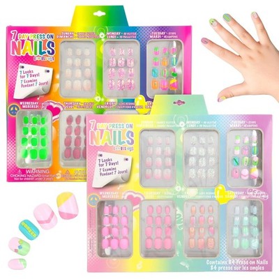 7 Day Manicure Collection - 84PC Colorful Press-On Nail Set for