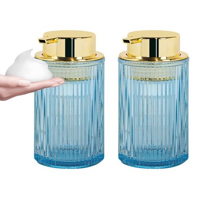 Foaming Soap Dispenser, 12 Oz Blue Glass Foam Hand Soap Dispenser, Refillable...