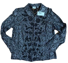 NEW CHICO’S Woman’s Sophisticate Lace No Closure Blazer Jacket Silver sz 1