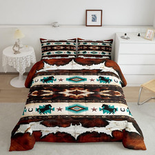 Horse Comforter Set Cowhide Cow Print Retro Fur Bedding Set with 2 Pillow Cases