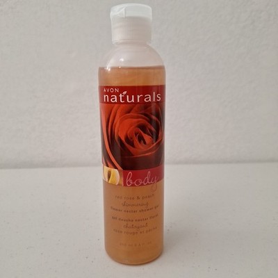 Avon Naturals Red Rose & Peach Shimmering Flower Nectar Shower Gel~Factory Seal