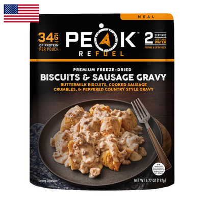 Peak Refuel Biscuits Sausage Gravy Freeze Dried Backpacking Camping Emergency